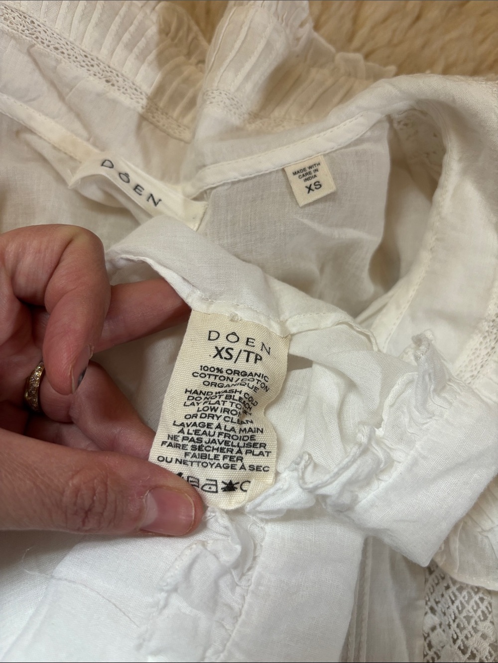 Doen Lace-Trim Cotton Dress with Peter Pan Collar - Picture 5 of 17